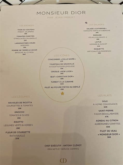 restaurant monsieur dior menu|christian Dior monsieur suit.